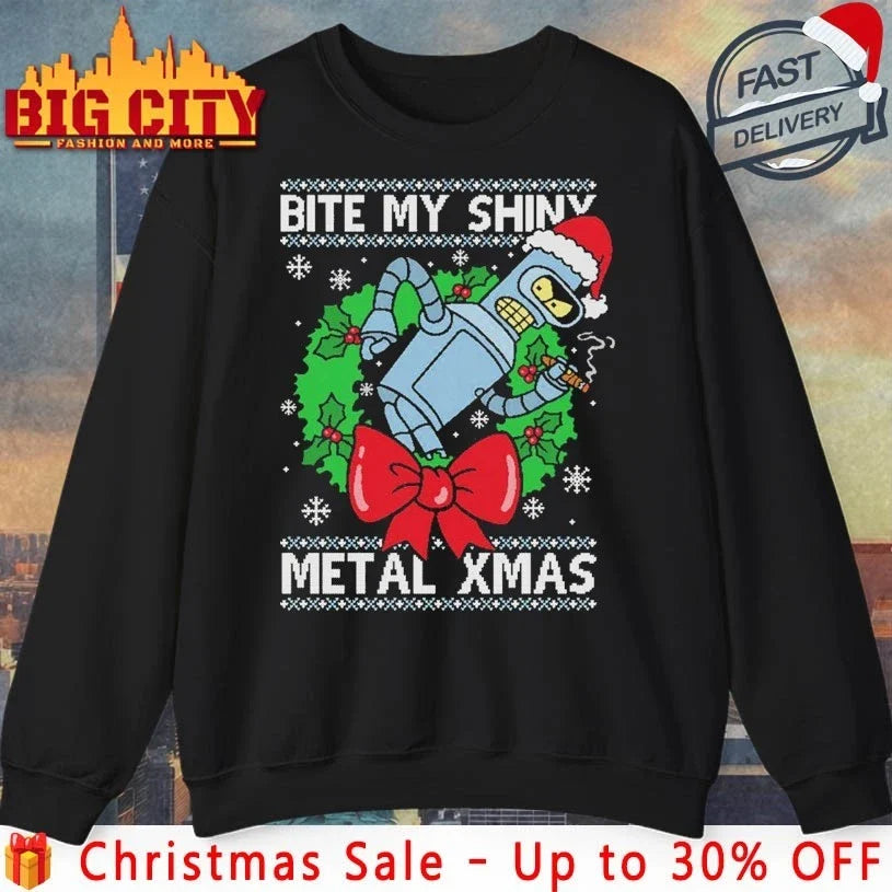 Bite my Shiny Metal Xmas ugly christmas shirt Unisex T-shirt, Sweatshirt, Hoodie, Long Sleeve Tee - T-Shirt, Sweatshirt, Hoodie