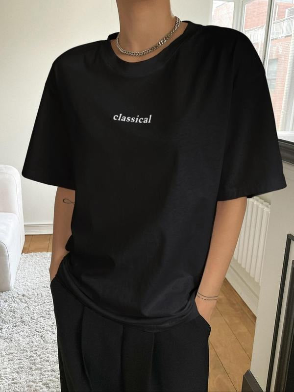 Black Friday Deal Summer Clothes 2024 New Minimalist Letters Casual Loose Baggy Drop Shoulder White Summer Tops T-Shirts, Hoodie, Sweatshirt - T-Shirt, Sweatshirt, Hoodie