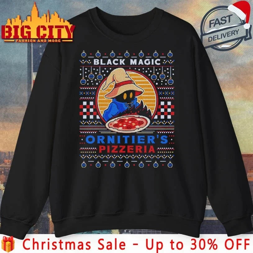 Black Magic Ornitier Pizzeria Ugly christmas shirt Unisex T-shirt, Sweatshirt, Hoodie, Long Sleeve Tee - T-Shirt, Sweatshirt, Hoodie
