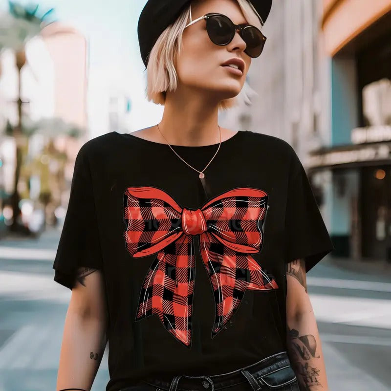 Black Red Caro Bow Caro Bow Xmas Cozy Season Red Coquette Bow Popular T-Shirts, Hoodie, Sweatshirt - T-Shirt, Sweatshirt, Hoodie