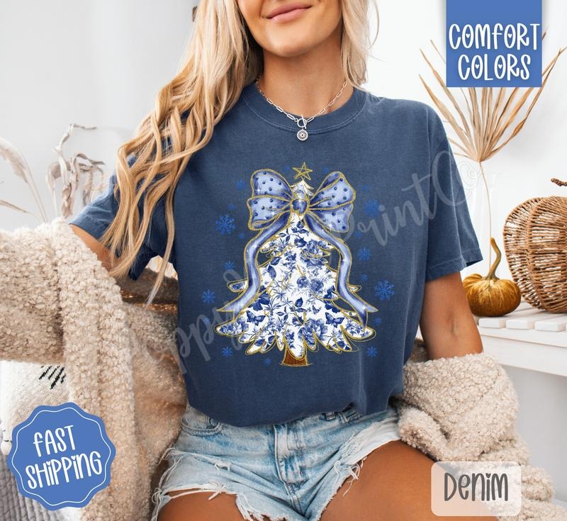 Blue Floral Tree Shirt Comfort Colors T-Shirts, Hoodie, Sweatshirt - T-Shirt, Sweatshirt, Hoodie