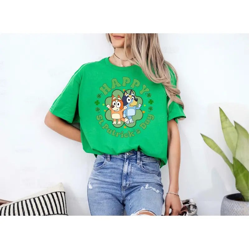 Bluey Dogs Friends Blue Dog St Patricks Day Shirt Cute Shamrock Shirt Lucky Shirt Wee Little Hoolign Shirt Saint Patricks Day Shirt St. Pattys Day T-Shirts, Hoodie, Sweatshirt - T-Shirt, Sweatshirt, Hoodie