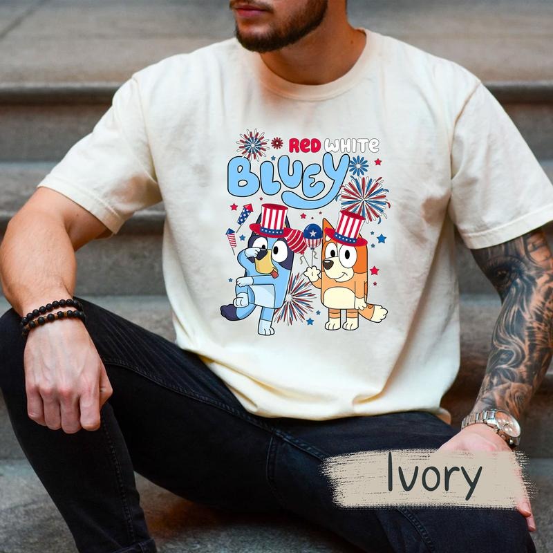 Bluey Shirt Red White Bluey Fourth July Shirt Independence Day Shirt Bluey 4th July Shirt Bluey Party USA Shirt T-Shirts, Hoodie, Sweatshirt - T-Shirt, Sweatshirt, Hoodie
