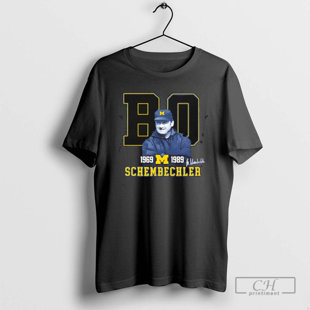 Bo Schembechler Remembrance Michigan Wolverines 1969 1989 Signature T Shirts Unisex T-shirt, Sweatshirt, Hoodie, Long Sleeve Tee - T-Shirt, Sweatshirt, Hoodie