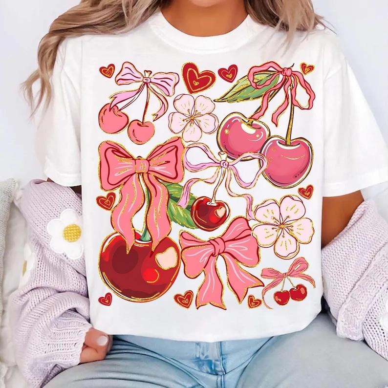 Boho Cherry Coquette Preppy Cherries Boho Floral Berry Summer Cherry T-Shirts, Hoodie, Sweatshirt - T-Shirt, Sweatshirt, Hoodie