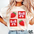 Boho Coquette Strawberry Preppy Summer Pink Bow Retro Summer T-Shirts, Hoodie, Sweatshirt - T-Shirt, Sweatshirt, Hoodie