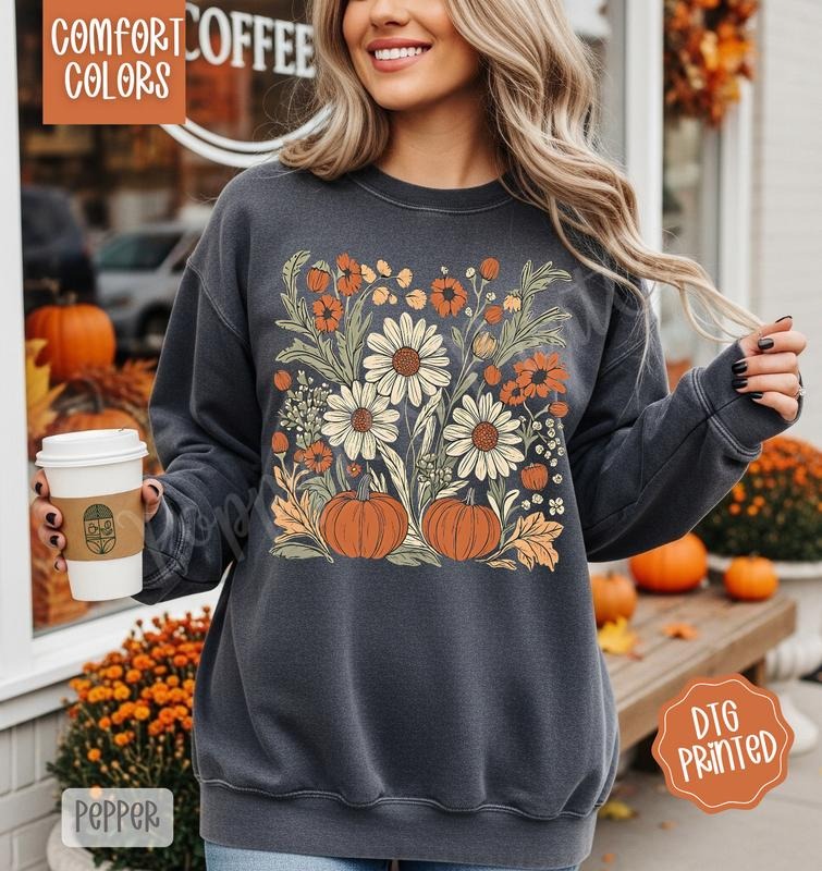 Boho Fall Floral Comfort Colors Autumn T-Shirts, Hoodie, Sweatshirt - T-Shirt, Sweatshirt, Hoodie