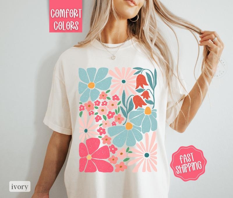 Boho Floral 1 Shirt Comfort Colors Wildflower Boho Shirt T-Shirts, Hoodie, Sweatshirt - T-Shirt, Sweatshirt, Hoodie