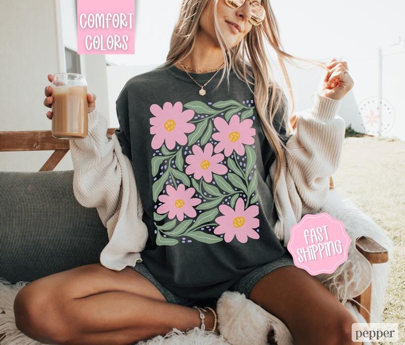 Boho Floral 9 Shirt Comfort Colors Wildflower Boho Shirt Floral Abstract T-Shirts, Hoodie, Sweatshirt - T-Shirt, Sweatshirt, Hoodie