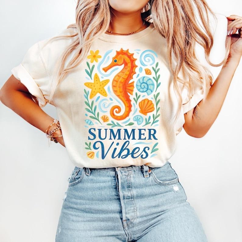 Boho Summer Seahorse Coastal Seashell Floral Watercolor Beach Coquette Pearl Bow T-Shirts, Hoodie, Sweatshirt - T-Shirt, Sweatshirt, Hoodie