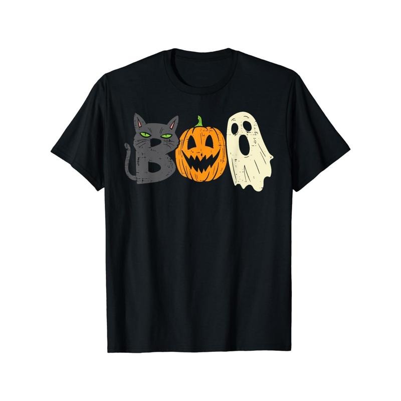 Boo Black Cat Pumpkin Cat Fun Halloween Menswear Made USA T-Shirts, Hoodie, Sweatshirt - T-Shirt, Sweatshirt, Hoodie