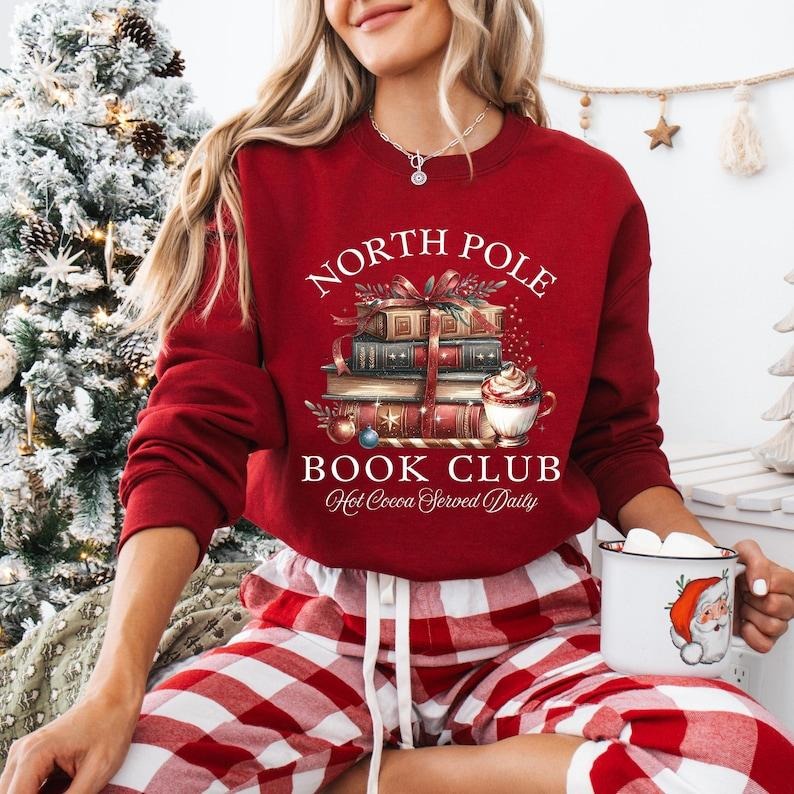 Bookish North Pole Book Club Shirt Santa Book Lover Retro Book Worm Bookish T-Shirts, Hoodie, Sweatshirt - T-Shirt, Sweatshirt, Hoodie