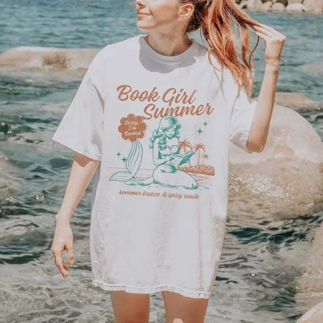 Bookish Book Girl Summer Shirt Bookish Mermaid Shirt Book Lovers Funny Reader Preppy Vacation Shirt Romantasy Ocean Inspired Beachy Shirt T-Shirts, Hoodie, Sweatshirt - T-Shirt, Sweatshirt, Hoodie