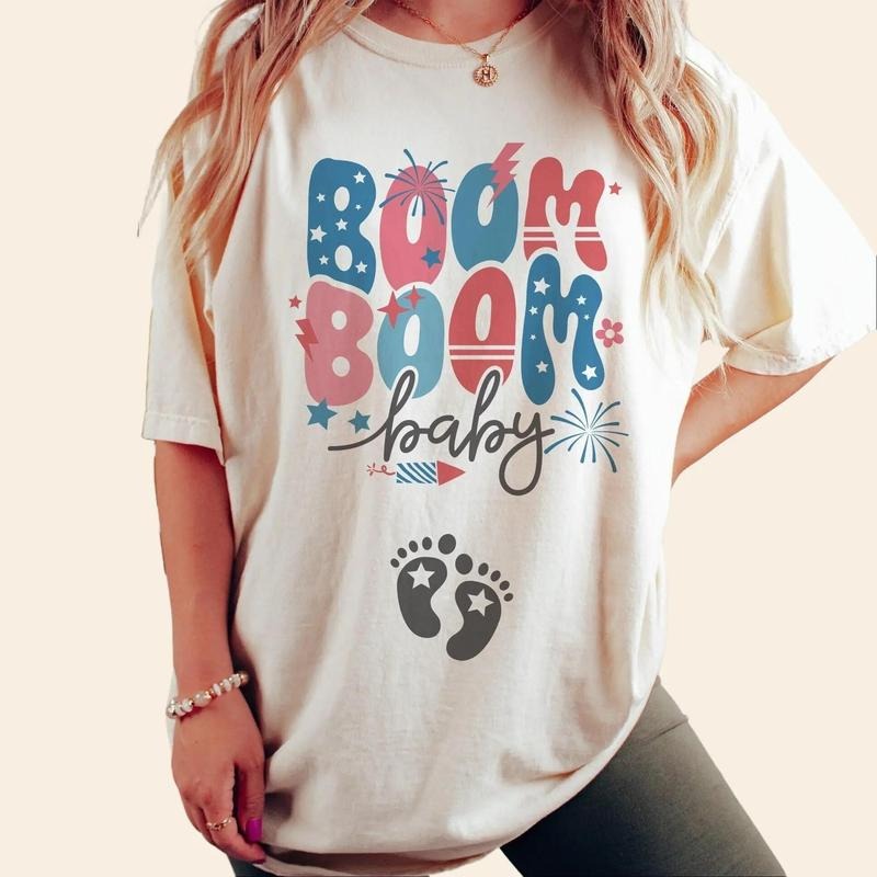 Boom Boom Baby Reveal Shirt 4th July Pregnancy Announcement Shirt Patriotic Maternity Fourth July Gender Reveal Top T-Shirts, Hoodie, Sweatshirt - T-Shirt, Sweatshirt, Hoodie