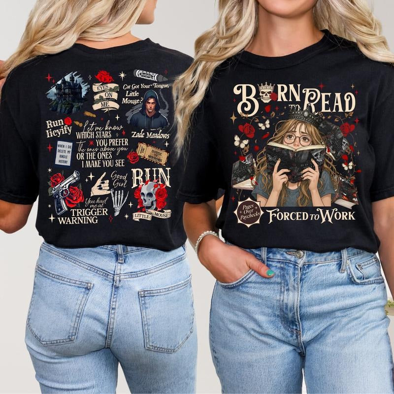 Born Read Forced Work Haunting Adeline Zade Meadows Book Lovers Bookish T-Shirts, Hoodie, Sweatshirt - T-Shirt, Sweatshirt, Hoodie