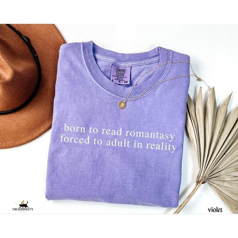 Born Read Romantasy Shirt Bookish Shirt Funny Reader Forced Book Addict Spicy Book Lover Smut Shirt Bat T-Shirts, Hoodie, Sweatshirt - T-Shirt, Sweatshirt, Hoodie