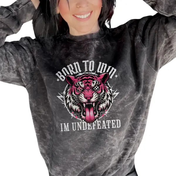 'Born Win I'M Undefeated' Mineral Wash Grunge Retro Vintage Top T-Shirts, Hoodie, Sweatshirt - T-Shirt, Sweatshirt, Hoodie