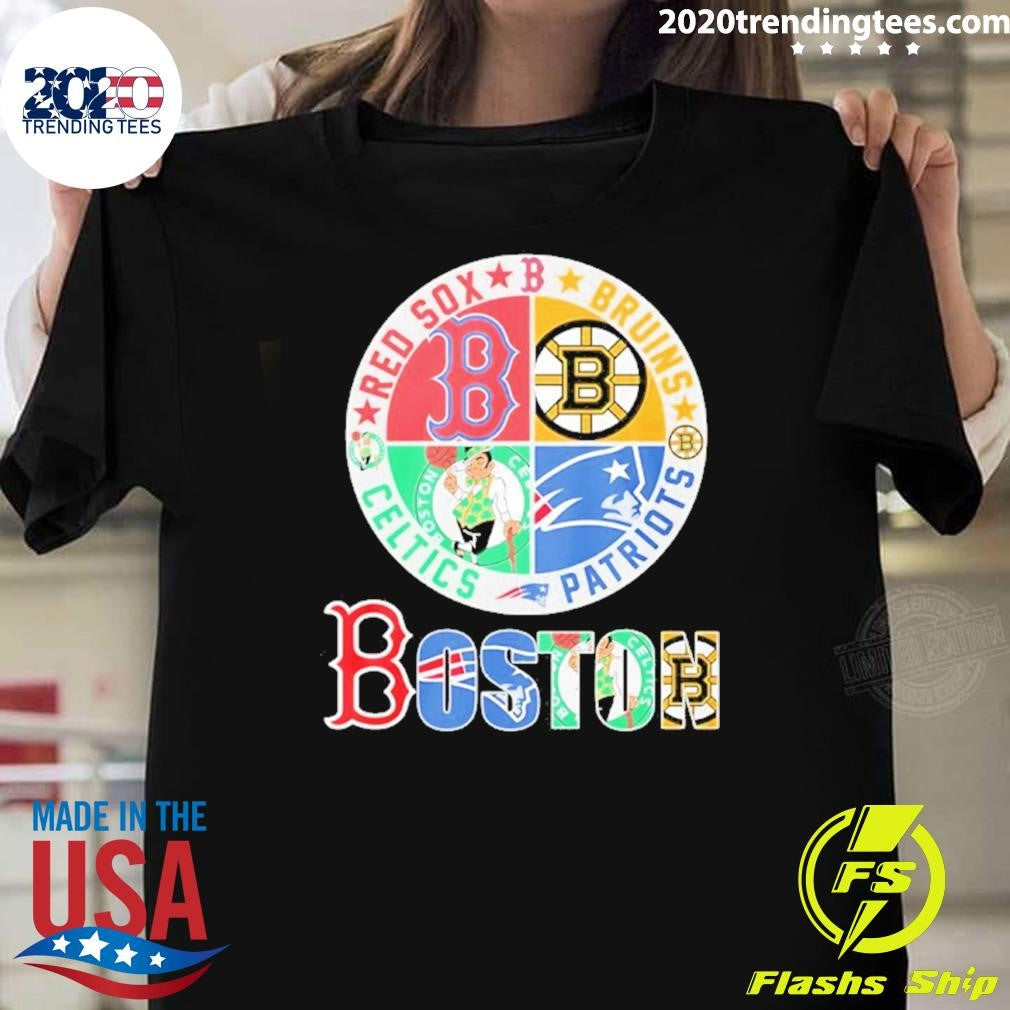 Boston Sports Teams Celtics Patriots Bruins And Red Sox Logo Shirt Unisex T-shirt, Sweatshirt, Hoodie, Long Sleeve Tee - T-Shirt, Sweatshirt, Hoodie