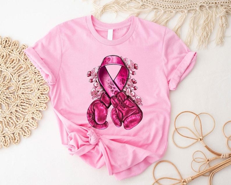 Boxing Breast Cancer Shirt Pink Ribbon Team Woman Cancer Survivor Strong Fighter Cancer T-Shirts, Hoodie, Sweatshirt - T-Shirt, Sweatshirt, Hoodie