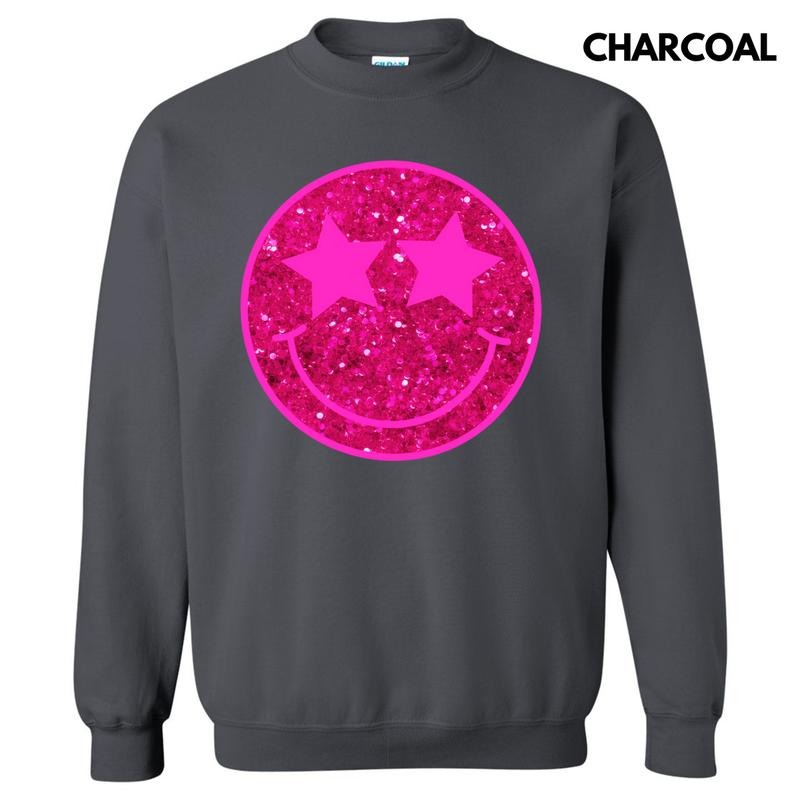 Bright Pink FAKE Glitter Happy Face 'NLB' T-Shirts, Hoodie, Sweatshirt - T-Shirt, Sweatshirt, Hoodie