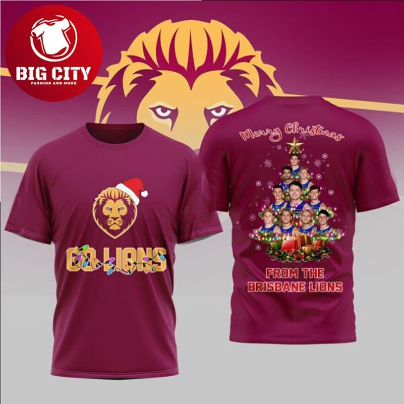 Brisbane Lions Festive Season Christmas 2025 Two Sided Shirt Unisex T-shirt, Sweatshirt, Hoodie, Long Sleeve Tee - T-Shirt, Sweatshirt, Hoodie
