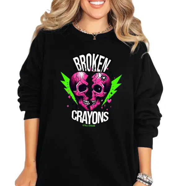 'Broken Crayons Still Color' Grunge Casual Comfort 90s Skulls Retro T-Shirts, Hoodie, Sweatshirt - T-Shirt, Sweatshirt, Hoodie
