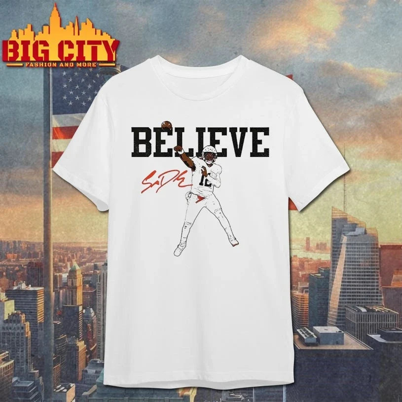 Browns Shedeur Sanders Believe signature shirt Unisex T-shirt, Sweatshirt, Hoodie, Long Sleeve Tee - T-Shirt, Sweatshirt, Hoodie