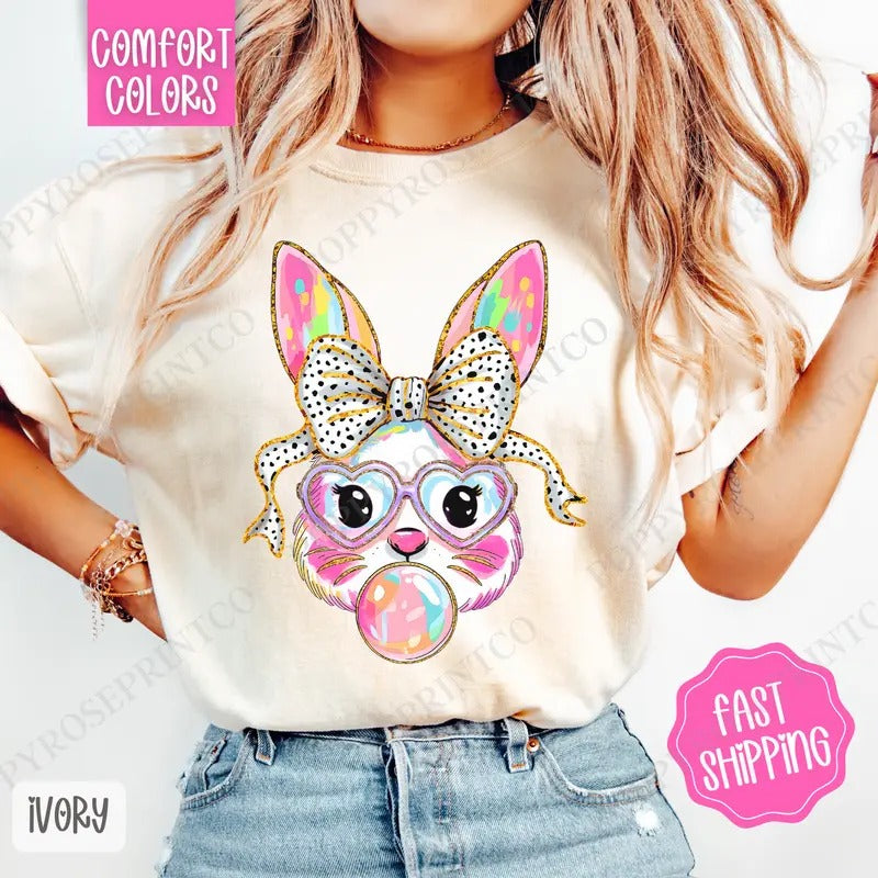 Bubble Bunny Shirt Comfort Colors Easter Bunny Her T-Shirts, Hoodie, Sweatshirt - T-Shirt, Sweatshirt, Hoodie