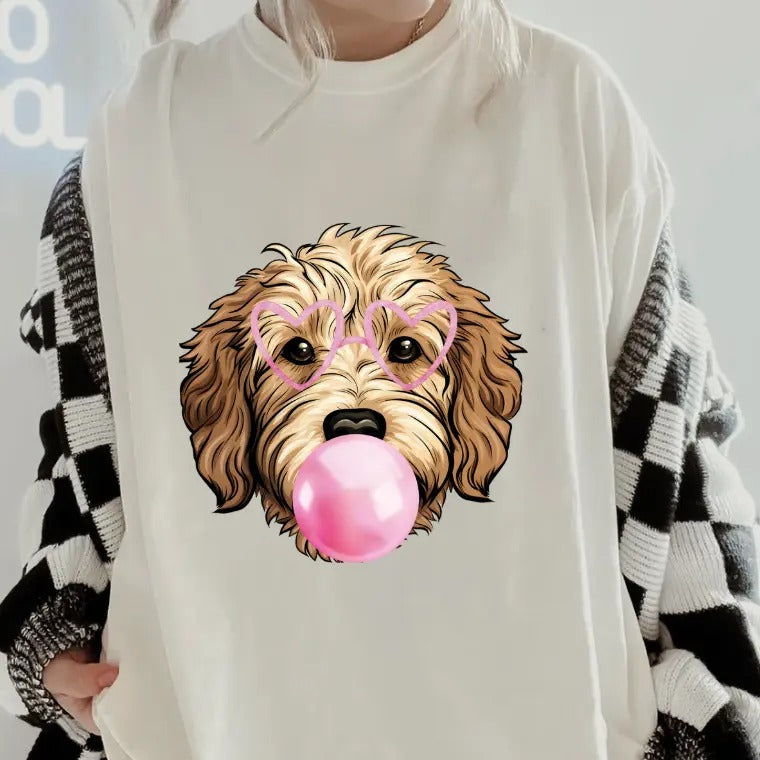 Bubblegum Goldendoodle Shirt ~ Relaxed Fit Printed USA Womenswear Casual Comfort Cotton Top Athletic Boho Chic T-Shirts, Hoodie, Sweatshirt - T-Shirt, Sweatshirt, Hoodie