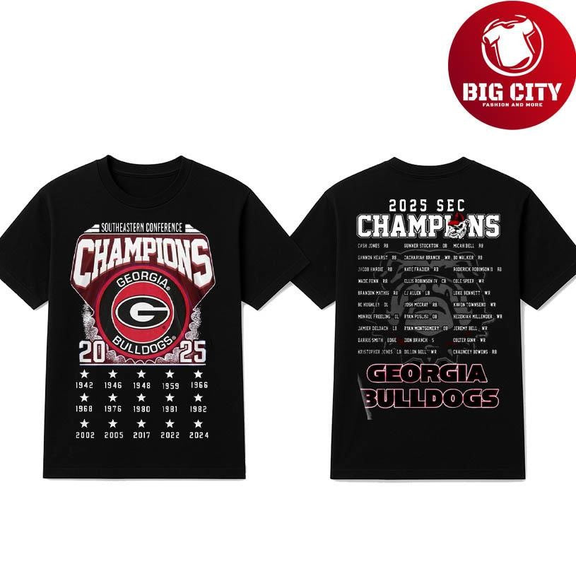 Bulldogs Football Big Ten Champions 2025 Two Sided Shirt Unisex T-shirt, Sweatshirt, Hoodie, Long Sleeve Tee - T-Shirt, Sweatshirt, Hoodie