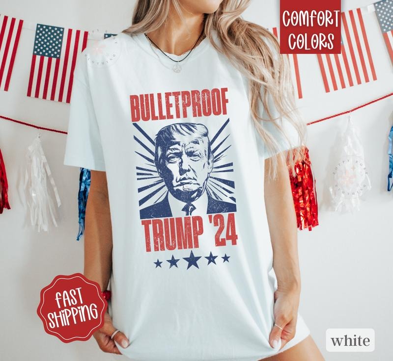 Bulletproof Trump Shirt Funny Election 2024 Trump President T-Shirts, Hoodie, Sweatshirt - T-Shirt, Sweatshirt, Hoodie