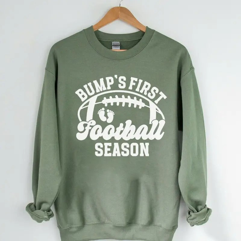 Bump'S First Football Season Shirt Football Pregnancy Announcement Maternity T-Shirts, Hoodie, Sweatshirt - T-Shirt, Sweatshirt, Hoodie