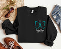 Butterfly Cervical Cancer Teal Ribbon Pocket Size Matching Support Survivor Cancer T-Shirts, Hoodie, Sweatshirt - T-Shirt, Sweatshirt, Hoodie