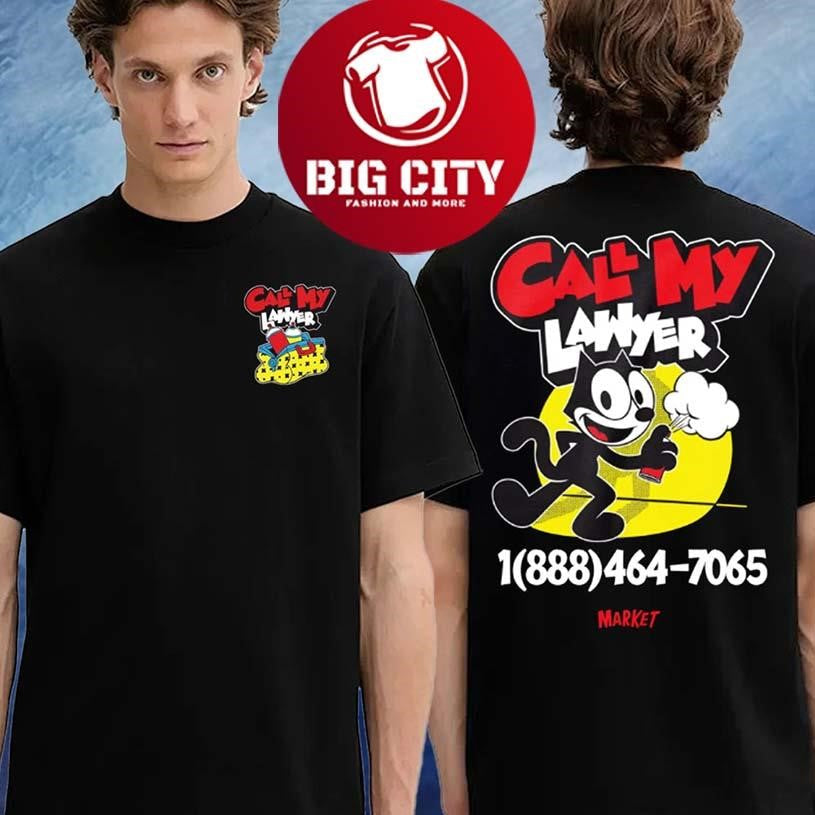 Call My Lawyer X Market Felix The Cat Spray Paint Two Sided Shirt Unisex T-shirt, Sweatshirt, Hoodie, Long Sleeve Tee - T-Shirt, Sweatshirt, Hoodie