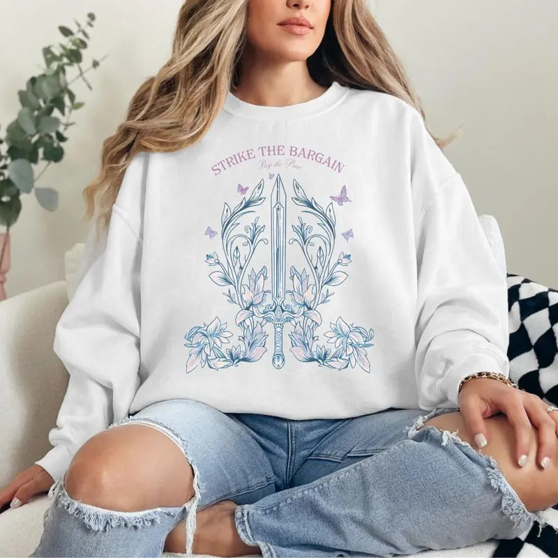 Callie Hart Quicksilver Floral Sword Fantasy Fans Bookish Casual Unique Light Academia Soft Long Sleeves Fabric T-Shirts, Hoodie, Sweatshirt - T-Shirt, Sweatshirt, Hoodie