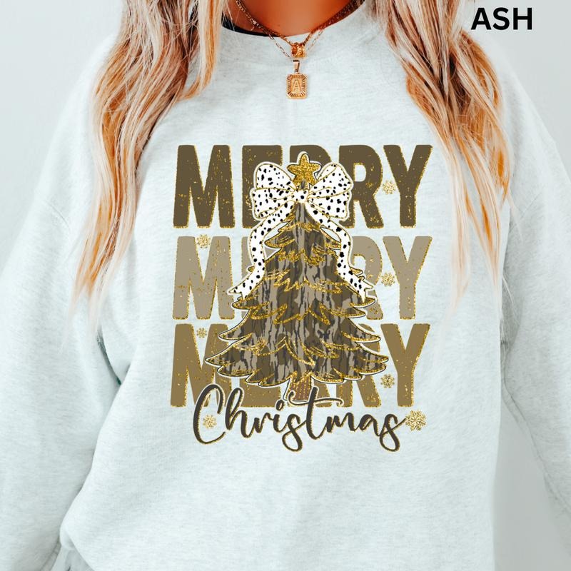Camo Merry Bow Winter Long Sleeve Casual Cotton Polyester Comfort Menswear T-Shirts, Hoodie, Sweatshirt - T-Shirt, Sweatshirt, Hoodie