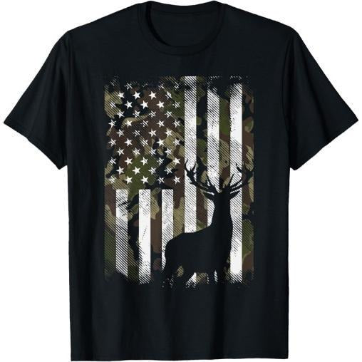 Camo US Flag Deer Elk Buck Camoflage Hunting Hunter Dad Short Sleeve Made USA T-Shirts, Hoodie, Sweatshirt - T-Shirt, Sweatshirt, Hoodie