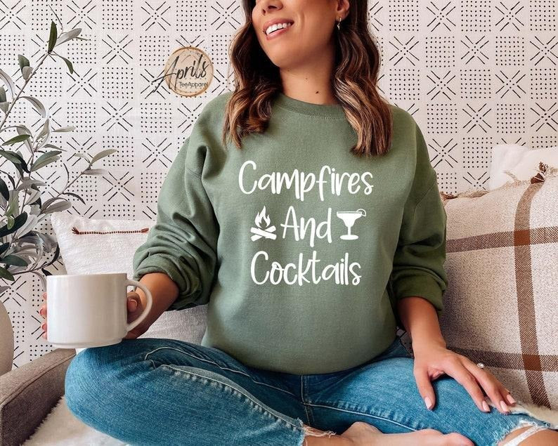 Campfires Cocktails Camper Group Camping Hiking Caravan Life Adventure T-Shirts, Hoodie, Sweatshirt - T-Shirt, Sweatshirt, Hoodie