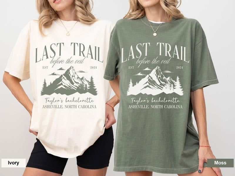 Camping Bachelorette Party Shirts Lake Hiking Bachelorette Last Trail Before Veil Mountain Bachelorette Partycamp Bach Shirt T-Shirts, Hoodie, Sweatshirt - T-Shirt, Sweatshirt, Hoodie
