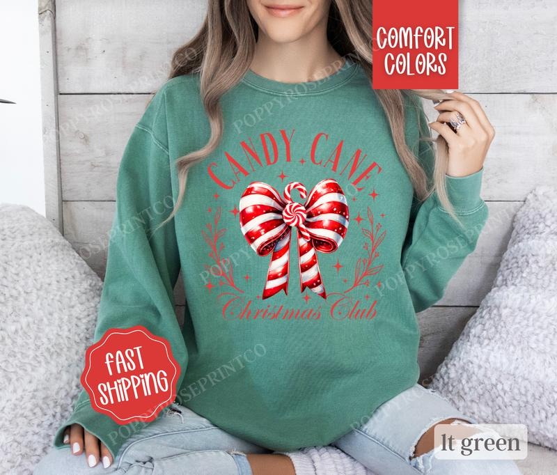 Candy Cane Club Comfort Colors Coquette Womenswear T-Shirts, Hoodie, Sweatshirt - T-Shirt, Sweatshirt, Hoodie