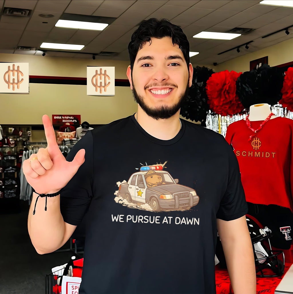 Capybara Police Officer We Pursue at Dawn shirt Unisex T-shirt, Sweatshirt, Hoodie, Long Sleeve Tee - T-Shirt, Sweatshirt, Hoodie