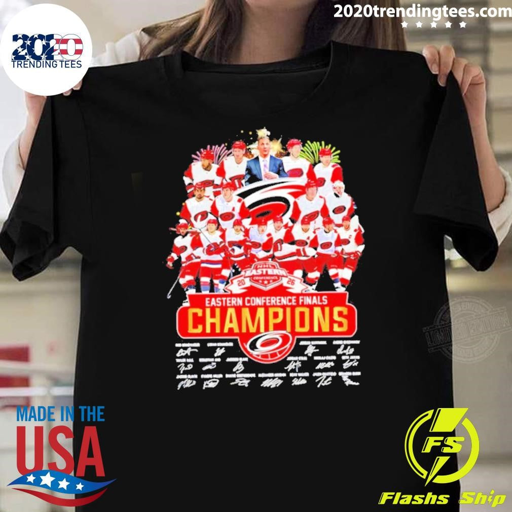 Carolina Hurricanes 2026 Nhl Eastern Conference Champions Autographed Shirt Unisex T-shirt, Sweatshirt, Hoodie, Long Sleeve Tee - T-Shirt, Sweatshirt, Hoodie
