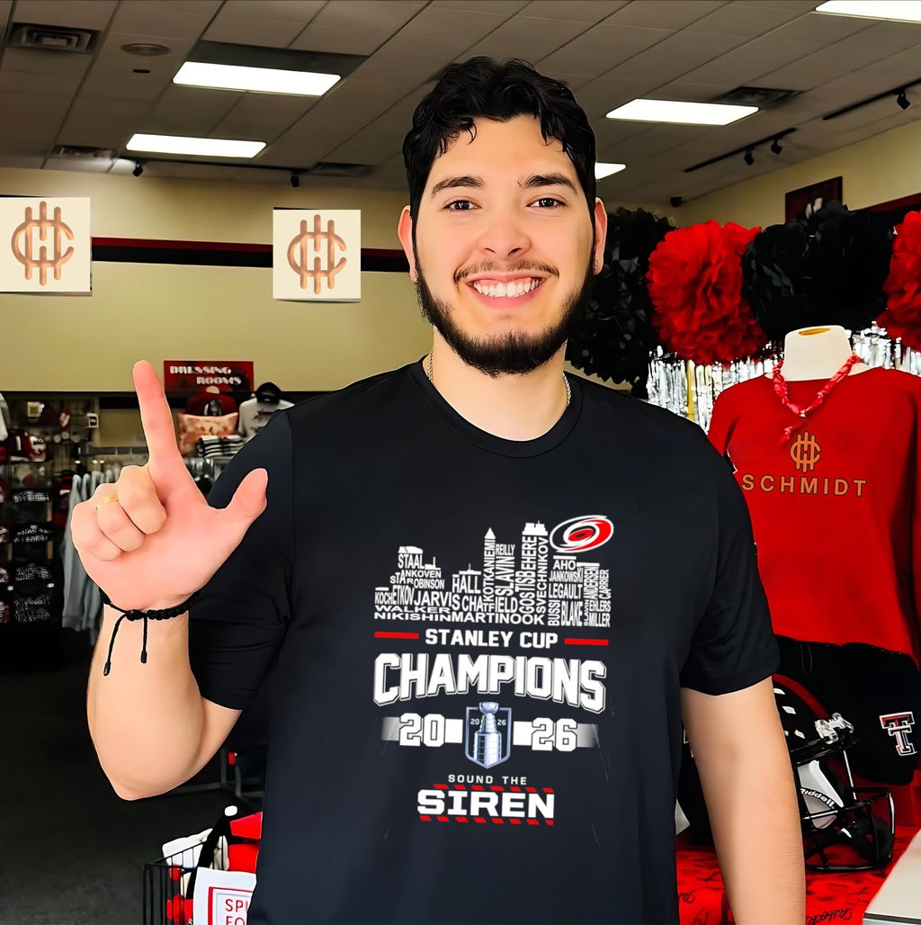 Carolina Hurricanes 2026 Stanley Cup Champions sound the siren name skyline shirt Unisex T-shirt, Sweatshirt, Hoodie, Long Sleeve Tee - T-Shirt, Sweatshirt, Hoodie