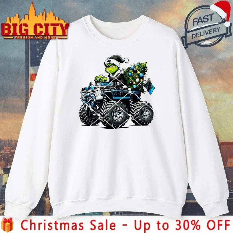 Carolina Panthers Grinch Christmas Monster Truck shirt Unisex T-shirt, Sweatshirt, Hoodie, Long Sleeve Tee - T-Shirt, Sweatshirt, Hoodie