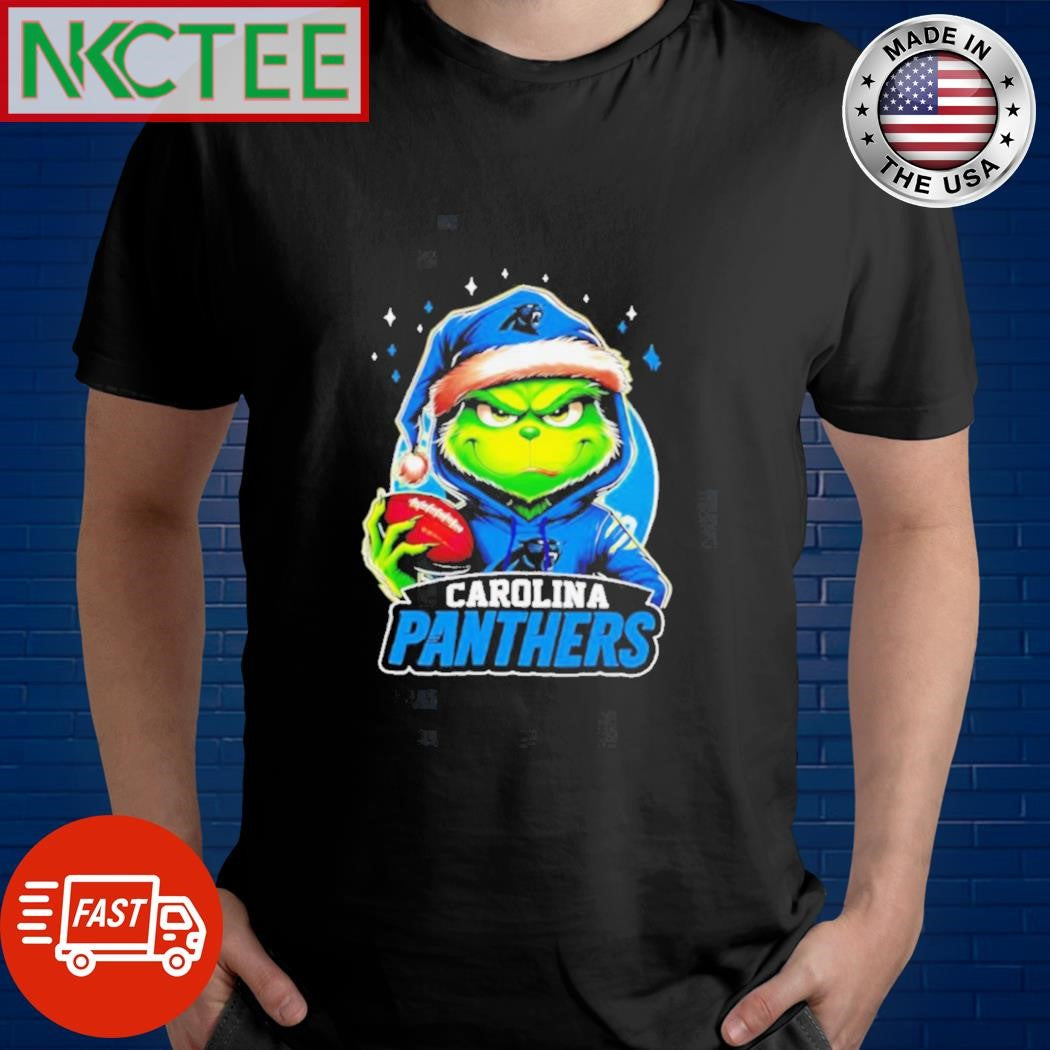 Carolina Panthers Grinch wearing Santa hat Christmas 2024 shirt Unisex T-shirt, Sweatshirt, Hoodie, Long Sleeve Tee - T-Shirt, Sweatshirt, Hoodie