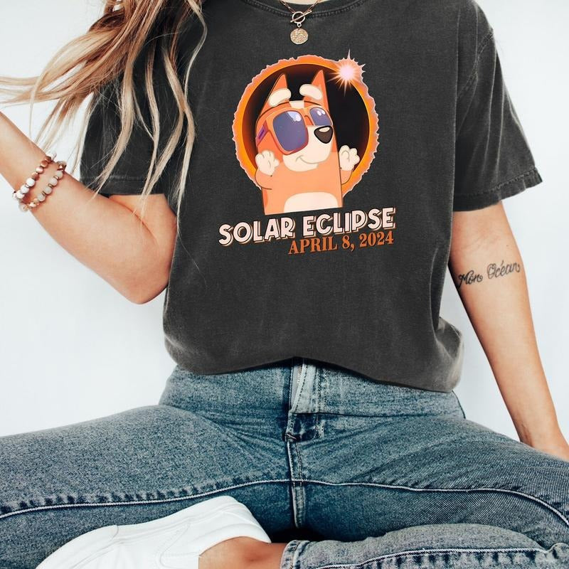 Cartoon Solar Eclipse Shirt Blue Dog Bingo Eclipse Total Solar Eclipse 2024 Shirt Funny Eclipse Shirt Path Totality T-Shirts, Hoodie, Sweatshirt - T-Shirt, Sweatshirt, Hoodie