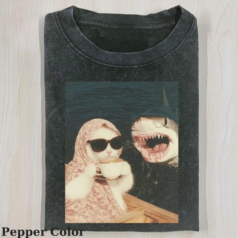 Cat Shark Just Chill Girl Cute Cat Shirt Meme Cat Shirt Vintage 90s Shirt T-Shirts, Hoodie, Sweatshirt - T-Shirt, Sweatshirt, Hoodie