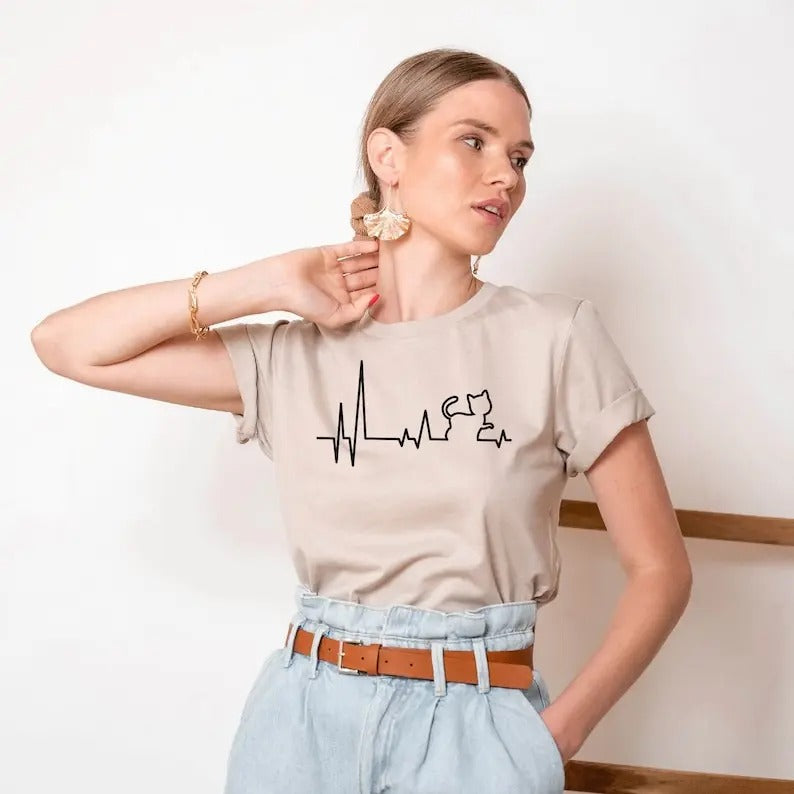 Cat Heartbeat Shirt Heart Rhythm Cat Shirt Cute Kitty Shirt Cat Lover Cat Mom Shirt Funny Cat Shirt Cat Owner T-Shirts, Hoodie, Sweatshirt - T-Shirt, Sweatshirt, Hoodie