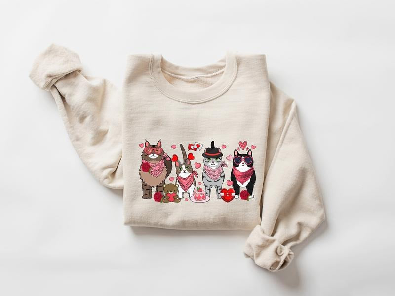 Cat Valnetine Cute Cats Cat Lover Valentine Cat Family Mini Bear Heart Valentine Cat Owner T-Shirts, Hoodie, Sweatshirt - T-Shirt, Sweatshirt, Hoodie