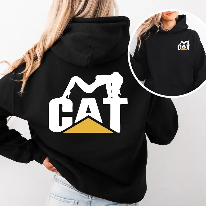 Cat Lady Classic Workwear Funny Woman Cat Hooded Iconic Construction Machinery T-Shirts, Hoodie, Sweatshirt - T-Shirt, Sweatshirt, Hoodie